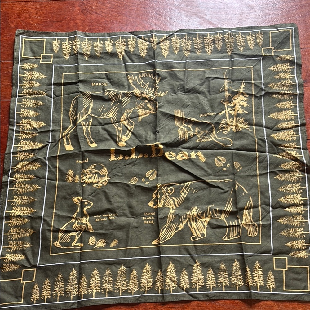 L.L. Bean Green Nature Print Bandana